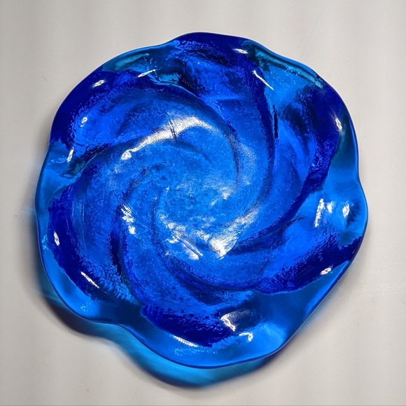 Fenton Other - Vintage Fenton Blue Swirl Ashtray Decorative Glass Collectible
